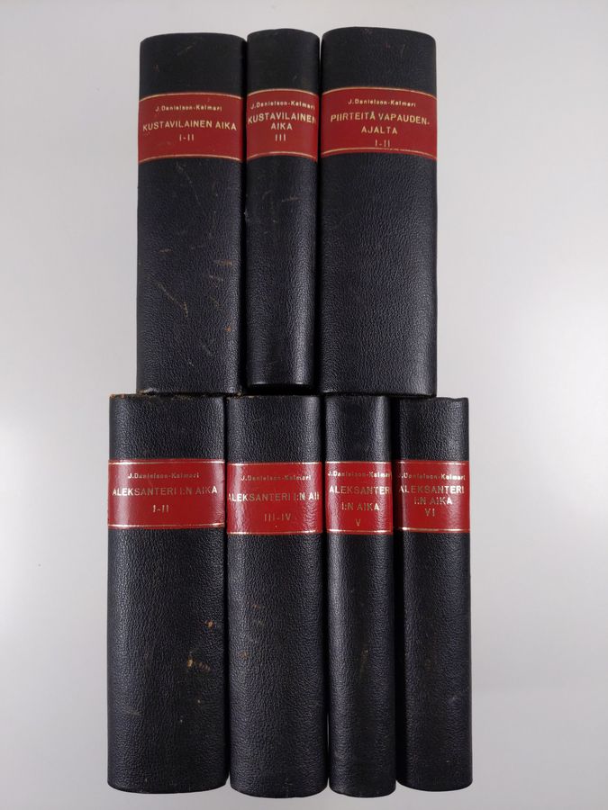 J. R. Danielson-Kalmari : Suomen valtio- ja yhteiskuntaelämää 18:nnella ja 19:nnella vuosisadalla 1-11 : Kustavilainen aika 1-3 ; Aleksanteri I:n aika 1-6 ; Vapauden aika 1-2
