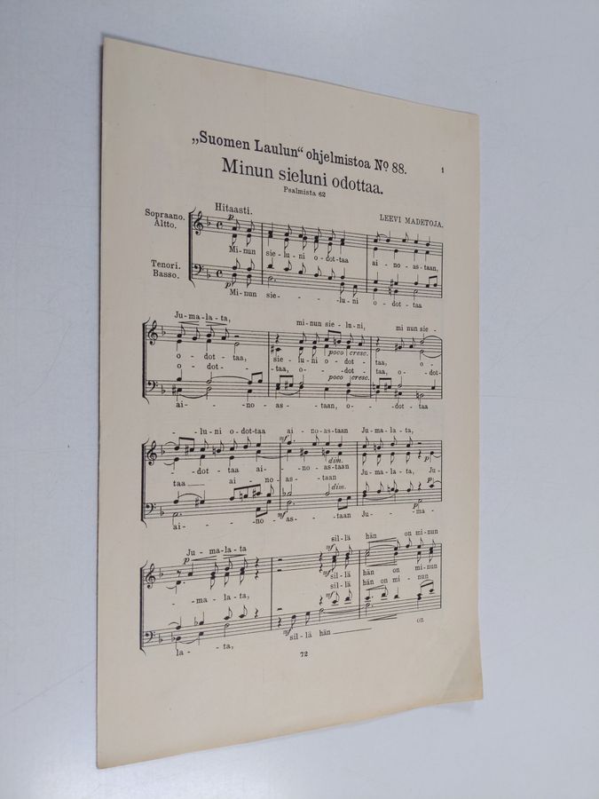 "Suomen laulun" ohjelmistoa No 88 : Minun sieluni odottaa