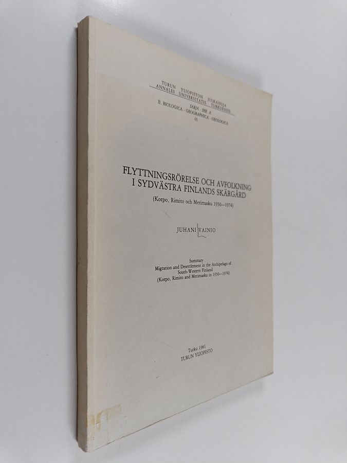 Flyttningsrörelse och avfolkning i sydvästra Finlands skärgård (Korpo, Rimito och Merimasku 1950-1974) =