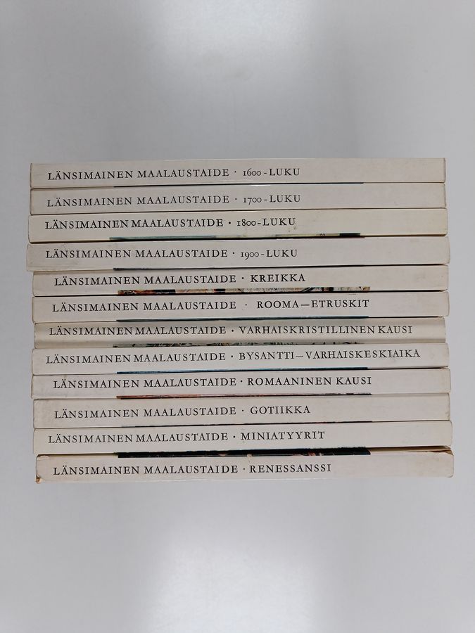 Andre (toim.) Held & D. W. Bloemena : Länsimainen maalaustaide 1-12 : Kreikka ; Rooma ja etruskit ; Varhaiskristillinen kausi ; Bysantti ja varhaiskeskiaika ; Romaaninen kausi ; Gotiikka ; Miniatyyrit ; Renessanssi ; 1600-luku ; 1700-luku ; 1800-luku ; 1900-luku