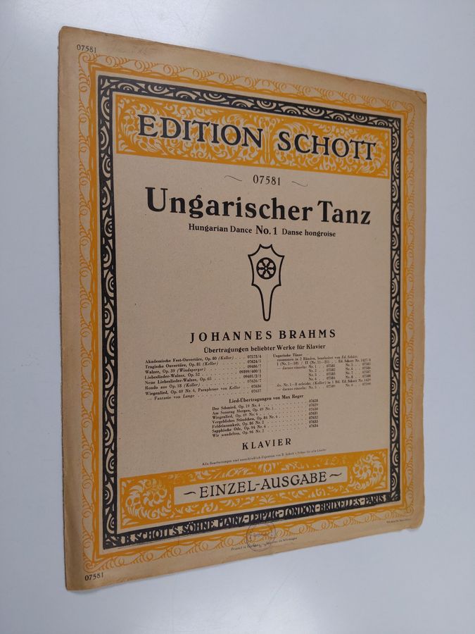 Johannes Brahms : Ungarischer Tanz : Hungarian dance No. 1 Danse hongroise