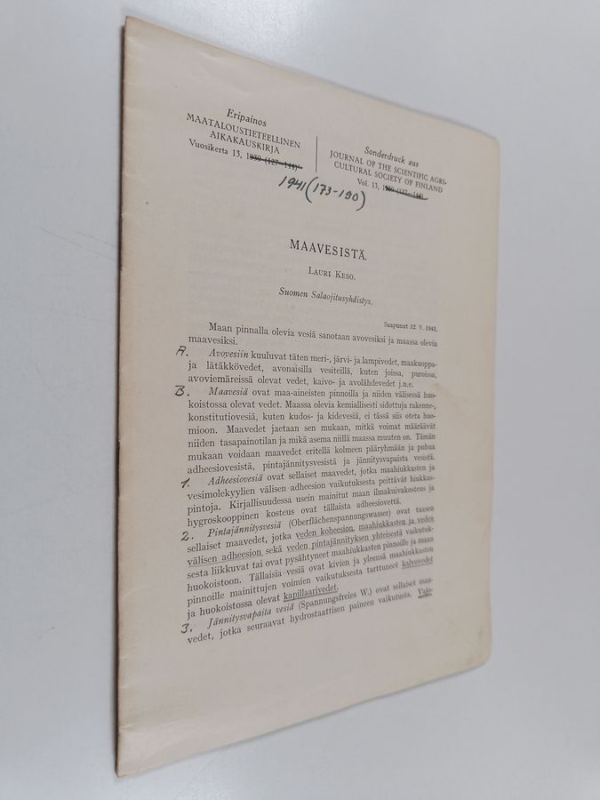 Lauri Keso : Maavesistä