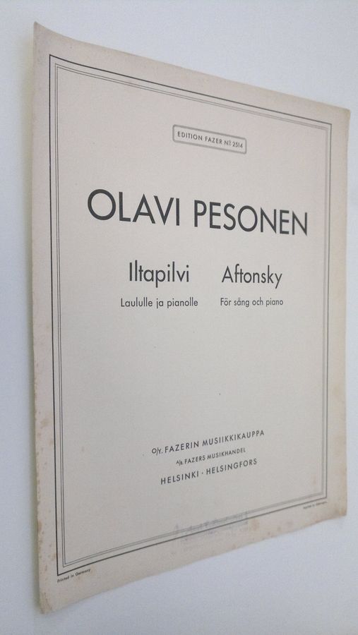 Olavi Pesonen : Iltapilvi : laululle ja pianolle = Aftonsky : för sång och piano
