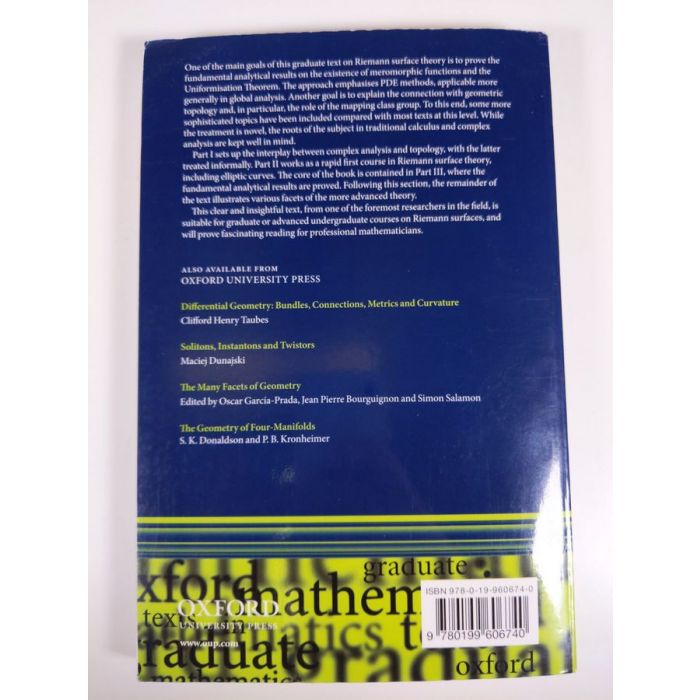 Riemann Surfaces， Simon Donaldson， OXFORD UNIVERSITY PRESS : Riemann Surfaces (Oxford Graduate Texts in Mathematics