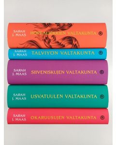 Kirjailijan Sarah J. Maas uusi kirja Valtakunta - sarja ; Okaruusujen valtakunta ; Usvatuulen valtakunta ; Siiveniskujen valtakunta ; Talviyön valtakunta ; Hopealiekkien valtakunta