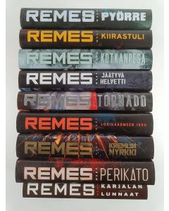 Kirjailijan Ilkka Remes käytetty kirja Ilkka Remes -paketti (9 kirjaa) : Jäätyvä helvetti ; Pyörre ; Kotkanpesä ; Kiirastuli ; Karjalan lunnaat ; Perikato ; Kremlin nyrkki ; Lohikäärmeen isku ; Tornado