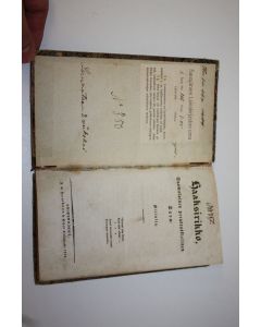 Kirjailijan Niilo Aejmelaeus käytetty kirja Haaksirikko : suomalainen perustuskielinen taru Niilolta (esimmäinen suomenkielinen novelli 1838)