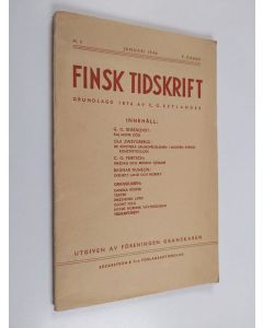 käytetty kirja Finsk tidskrift : kultur - ekonomi - politik ; januari 1944