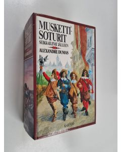 Kirjailijan Alexandre Dumas käytetty kirja Muskettisoturit seikkailevat jälleen