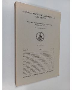 käytetty kirja Suomen hammaslääkäriseuran toimituksia = Finska tandläkarsällskapets förhandlingar : vol. 59
