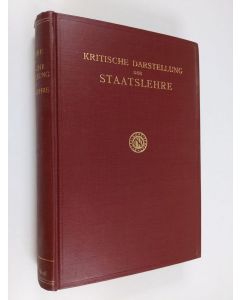 Kirjailijan H. Krabbe käytetty kirja Kritische darstellung der staatslehre