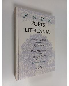 Kirjailijan Kornelijus Platelis käytetty kirja Four poets of Lithuania : Vytautas P. Bložė, Sigitas Geda, Nijolė Miliauskaitė, Kornelijus Platelis