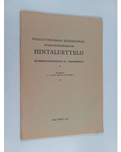 käytetty teos Puolustusvoimain Pääesikunnan kuljetusvälineosaston hintaluettelo kuormastovälineistä ja -tarvikkeista : voimassa 1.1.1941 lukien toistaiseksi