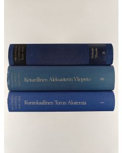 Kirjailijan Matti Klinge käytetty kirja Helsingin yliopisto 1640-1990 1-3 : Kuninkaallinen Turun akatemia 1640-1808 ; Keisarillinen Aleksanterin yliopisto 1808-1917 ; Helsingin yliopisto 1917-1990