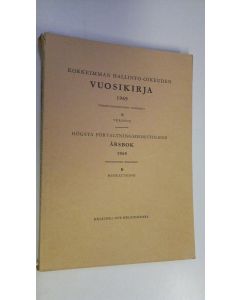 käytetty kirja Korkeimman hallinto-oikeuden vuosikirja 1969 B, Verotus