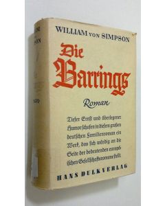 Kirjailijan William von Simpson käytetty kirja Die Barrings : roman