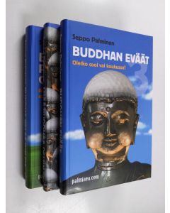 Kirjailijan Seppo Palminen käytetty kirja Buddha pelaa golfia ; Lisää Buddhaa peliin ; Buddhan eväät