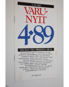 käytetty teos Alko varunytt 3/89 : tillägg till prislista n:o 91