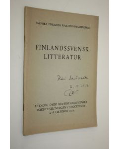 käytetty teos Finlandssvensk litteratur (signeerattu) : katalog över den finlandssvenska bokutställningen i Stockholm 4-8 oktober 1950