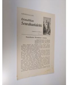 käytetty teos Orimattilan Seurakuntalehti 10/1935