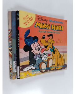 Kirjailijan Walt Disney käytetty teos Musiikkisatu: Mikki Hiiri - Pluton sankariteko + kasetti ; 101 Dalmatialaista + kasetti ; Kaunotar ja kulkuri + kasetti ; Joulupukin työpaja + kasetti