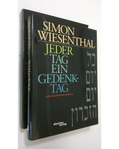 Kirjailijan Simon Wiesenthal käytetty kirja Jeder tag ein gedenktag : chronik judischen leidens (pahvikotelossa)