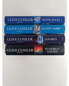 Kirjailijan Clive Cussler & Dirk Cussler käytetty kirja Clive Cussler -setti (4 kirjaa) : Musta tuuli ; Kaanin aarre ; Jäävirta ; Puolikuu nousee