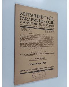 käytetty kirja Zeitschrift für parapsychologie - November 1926