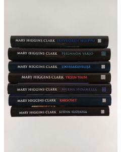 Kirjailijan Mary Higgins Clark käytetty kirja Mary Higgins Clark -paketti (7 kirjaa) : Yksin vain ; Murha sydämellä ; Kaksoset ; Kodin suojassa ; Jäävuoren huippu ; Unissakävelijä ; Perinnön varjo