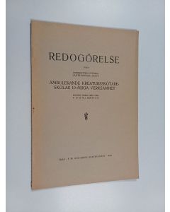 Kirjailijan R. Söderholm käytetty kirja Redogörelse över Österbottens svenska lantbrukssällskaps ambulerande kreatursskötareskolas 10-åriga verksamhet under tiden från den 8.10.23 till den 30.4.33
