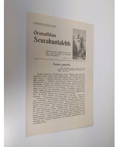 käytetty teos Orimattilan Seurankuntalehti 10/1936