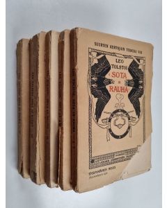 Kirjailijan Leo Tolstoi käytetty kirja Sota ja rauha 1-4 (puuttuu osa 1,1)