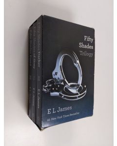 Kirjailijan E. L. James käytetty kirja Fifty Shades trilogy : Fifty Shades of Grey ; Fifty Shades Darker ; Fifty Shades Freed (Laatikossa)