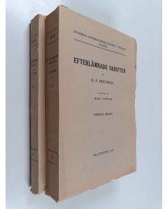 Kirjailijan O.F. Hultman käytetty kirja Efterlämnade skrifter 1-2