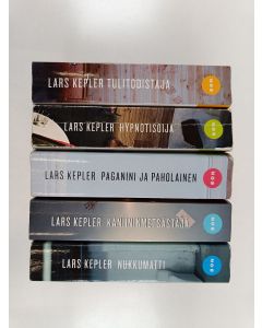 Kirjailijan Lars Kepler käytetty kirja Kepler-paketti (5 kirjaa) : Nukkumatti ; Kaniininmetsästäjä ; Paganini ja paholainen ; Hypnotisoija ; Tulitodistaja