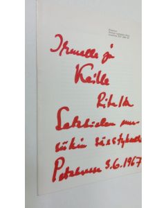 Kirjailijan Ritva Rainio käytetty teos Luova kirjoittaminen (signeerattu) : eripainos Äidinkielen opettajainliiton vuosikirjasta XIV 1966-1967