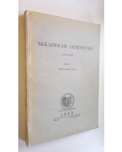 Kirjailijan Theo Bauer käytetty kirja Akkadische lesestucke 1-3 : 1. Keilschrifttexte, 2. Zeichenliste und kommentar, 3. Glossar