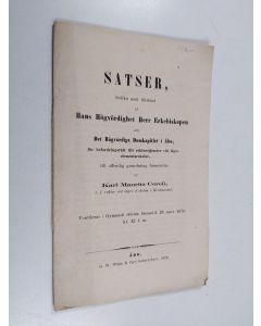 Kirjailijan Karl Mauritz Corell käytetty kirja Satser, hvilka med tillstånd af hans högvördighet herr erkebiskopen och det högvördiga domkapitlet i Åbo, för befordringsrätt till rektorstjenster vid lägre elementarskolor
