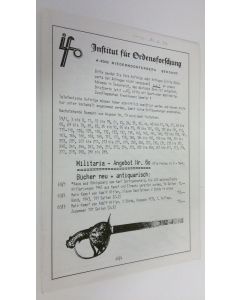 käytetty teos Institut fur Ordensforschung : Militaria-Angebot Nr. 60