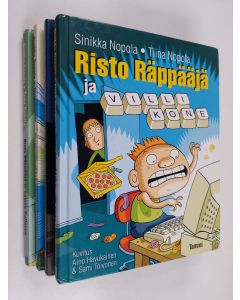 Kirjailijan Sinikka Nopola & Tiina Nopola käytetty kirja Risto Räppääjä setti 4 kirjaa : Komea Kullervo ; Viimeinen tötterö ; Kauhea makkara ; Villi kone