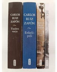 Kirjailijan Carlos Ruiz Zafon käytetty kirja Unohdettujen kirjojen hautausmaa 1-3 (+novellikokoelma) : Tuulen varjo ; Enkelipeli ; Taivasten vanki ; Usvakaupunki