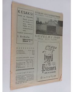 käytetty teos Vallilan ulkoilmanäyttämö : Helsingin työväen teatteri : ohjelma 1940