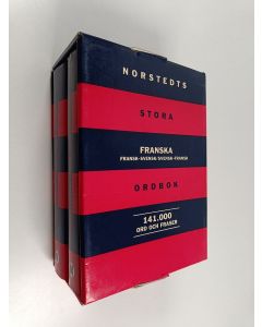 Kirjailijan Mona Wiman käytetty kirja Norstedts stora franska ordbok : [fransk-svensk/svensk-fransk] : [141 000 ord och fraser] (Laatikossa)