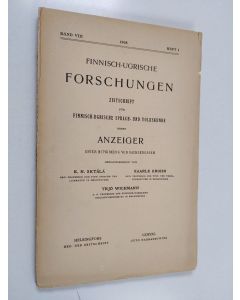 käytetty kirja Finnisch-Ugrische Forschungen : Zeitschrift für finnisch-ugrische Sprach- und Volkskunde : Band 8 : Heft 1