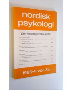 Kirjailijan Nordisk psykologi käytetty kirja Den kulturhistoriska skolan 4/1983 vol. 35