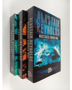 Kirjailijan Alastair Reynolds käytetty kirja Poseidonin lapset 1-3 : Muistoissa sininen maa ; Terästuulen yllä ; Poseidonin lapset