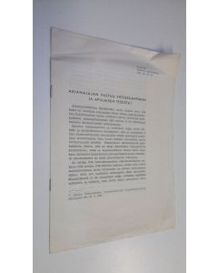 käytetty teos Asianajajan vastuu yhtiökumppanin ja apulaisen teoista (eripainos Defensor legis-lehdestä 1957, n:o 11-12