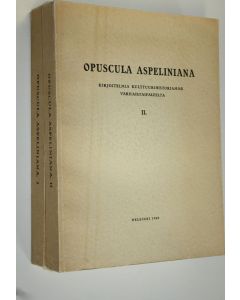 Kirjailijan J. R. Aspelin käytetty kirja Opuscula Aspeliniana 1-2 : kirjoitelmia kulttuurihistoriamme varhaistaipaleelta : J R Aspelinin satavuotispäiväksi 1 VIII 1942