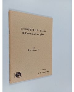käytetty teos Tehosteluettelo : 10 kansainvälinen ryhmä : 3. Eurooppa 2.