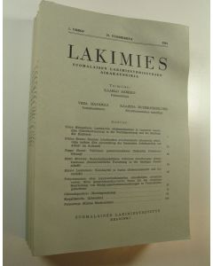 Tekijän Kaarlo Sarkko  käytetty kirja Lakimies, 79. vuosikerta (1981), numerot 1-8 : suomalaisen lakimiesyhdistyksen aikakauskirja